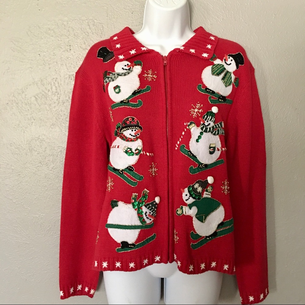 Vintage Ugly Christmas Sweater Full Zip